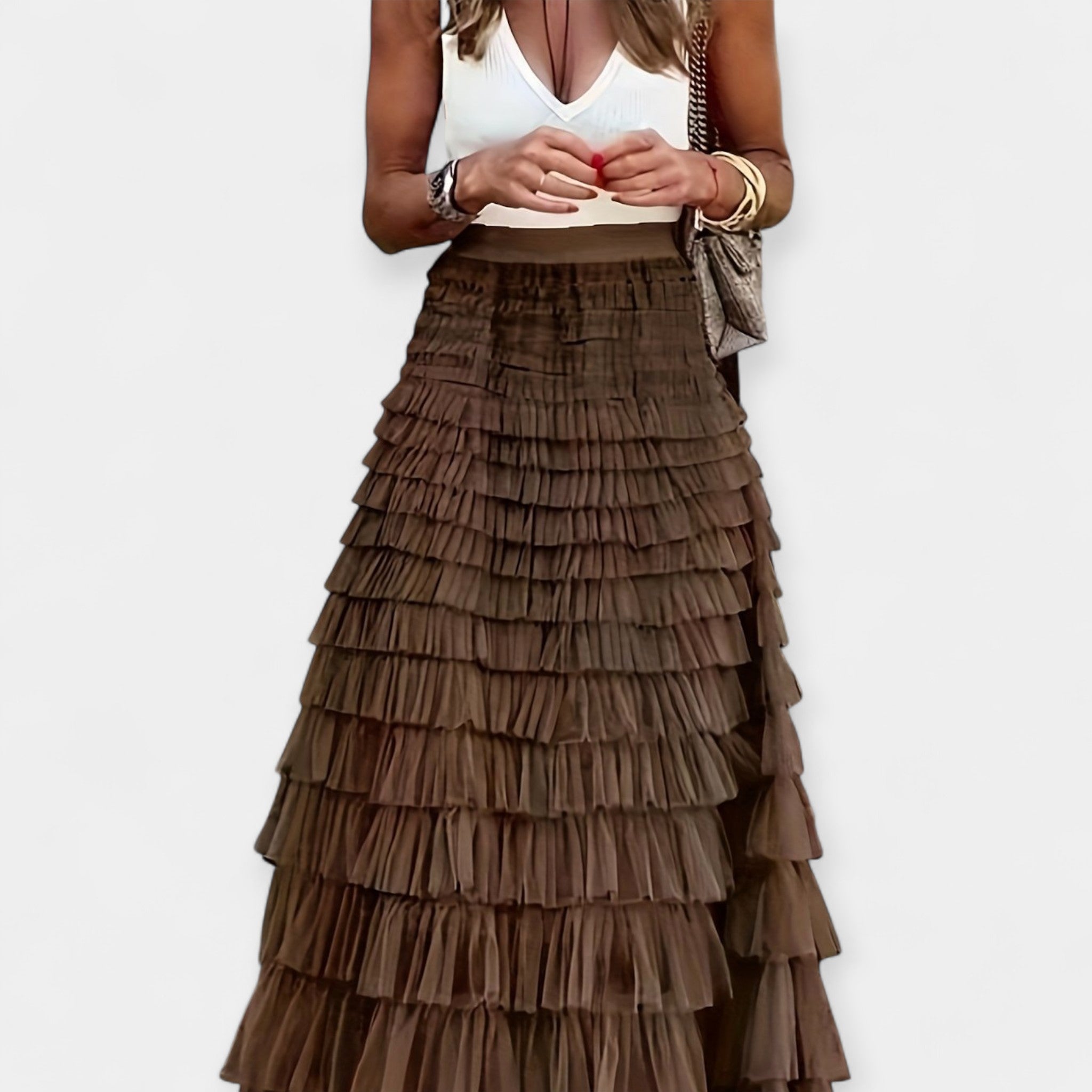 Boho Φούστα με Διχτυωτό Τελείωμα
