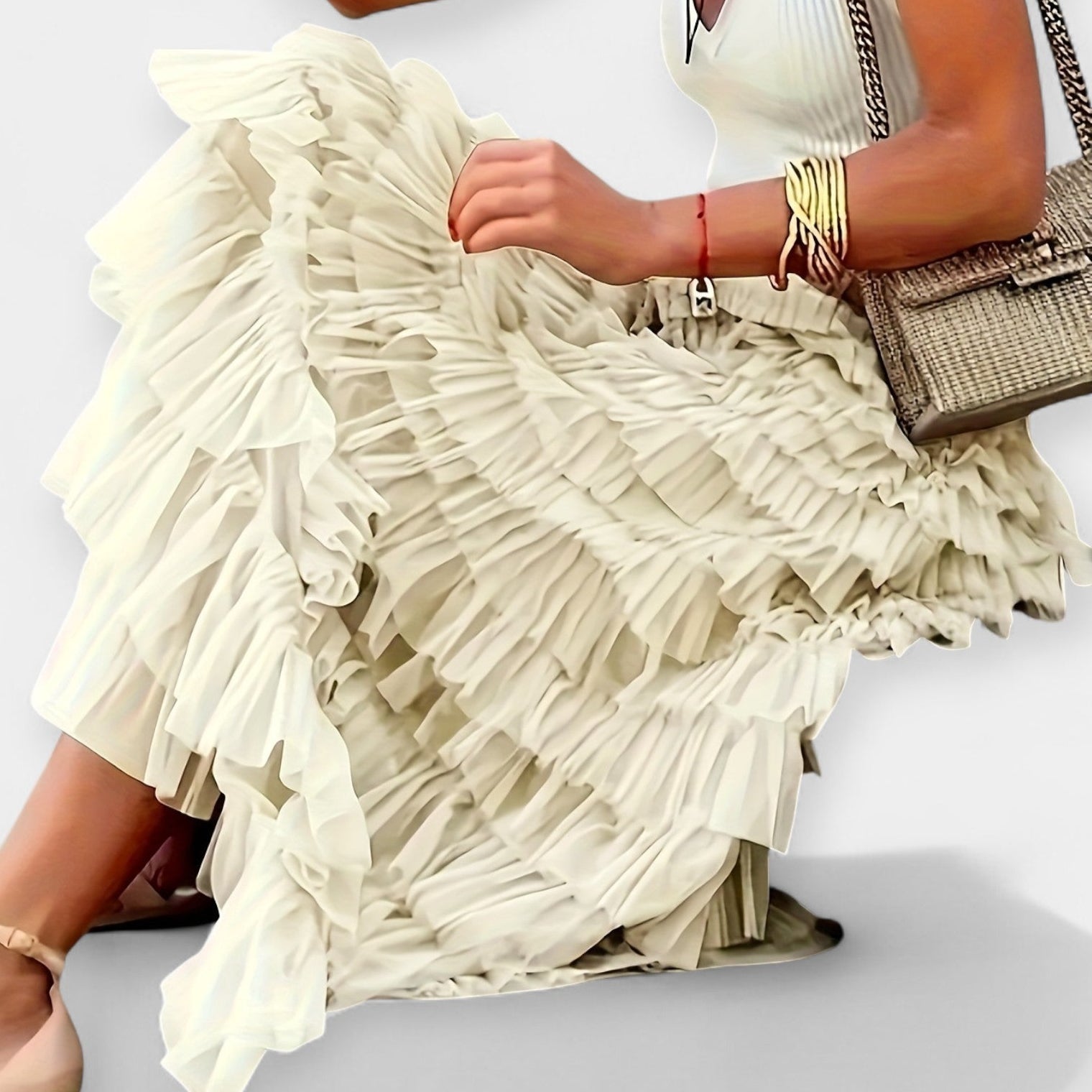 Boho Φούστα με Διχτυωτό Τελείωμα