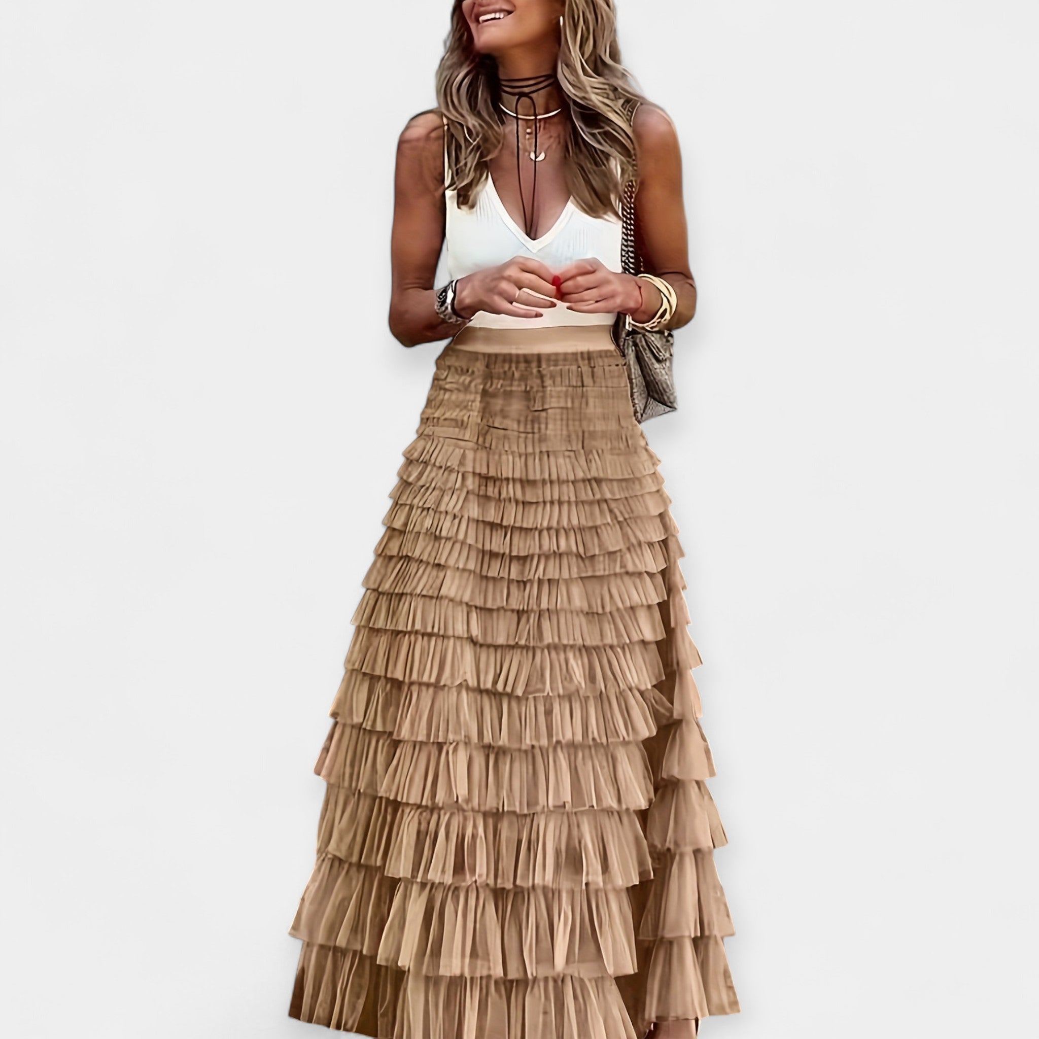Boho Φούστα με Διχτυωτό Τελείωμα