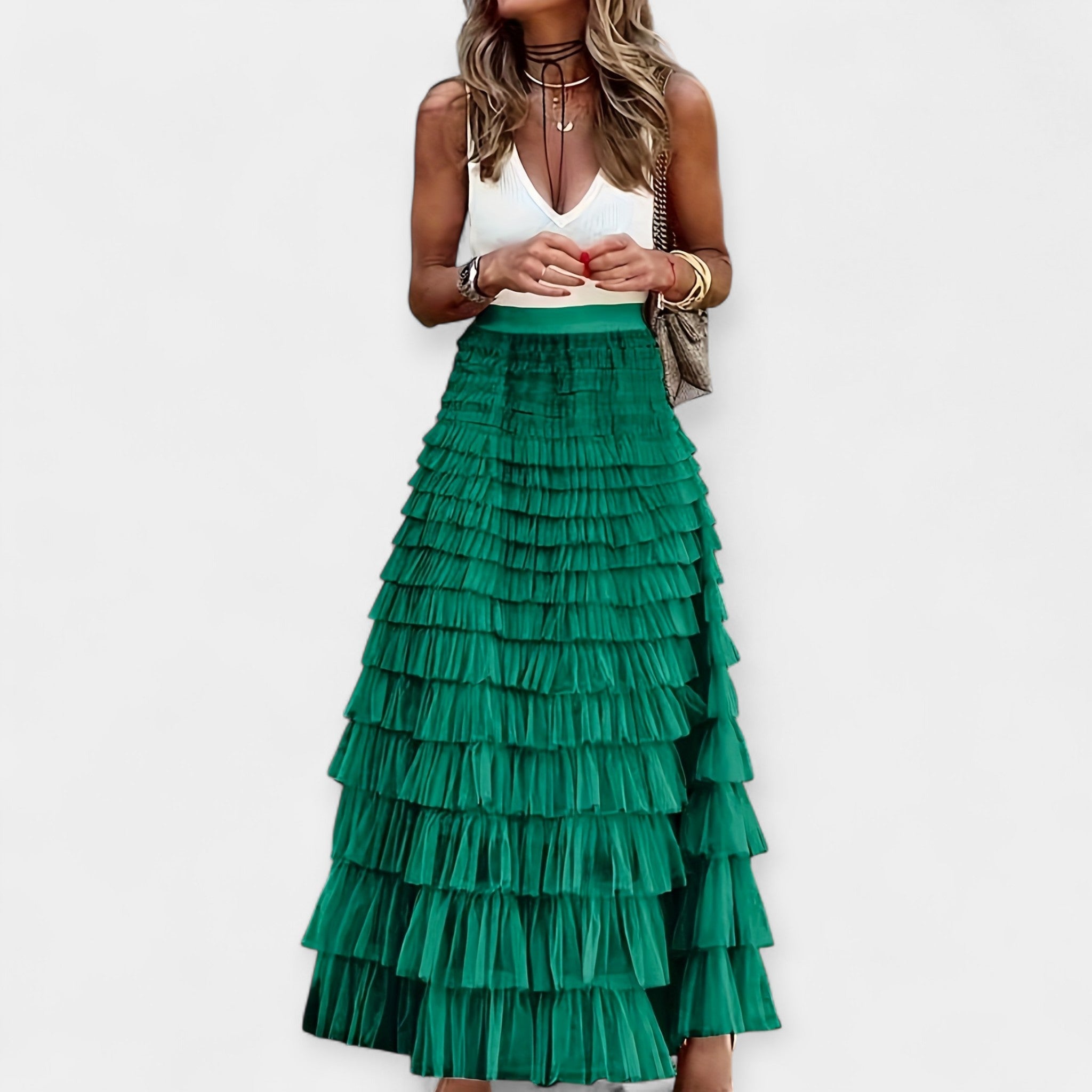 Boho Φούστα με Διχτυωτό Τελείωμα