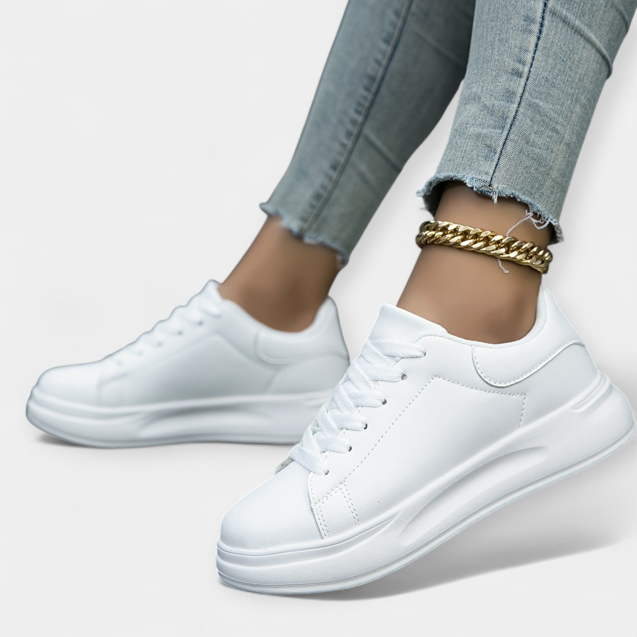 Λευκά Δερμάτινα Sneakers