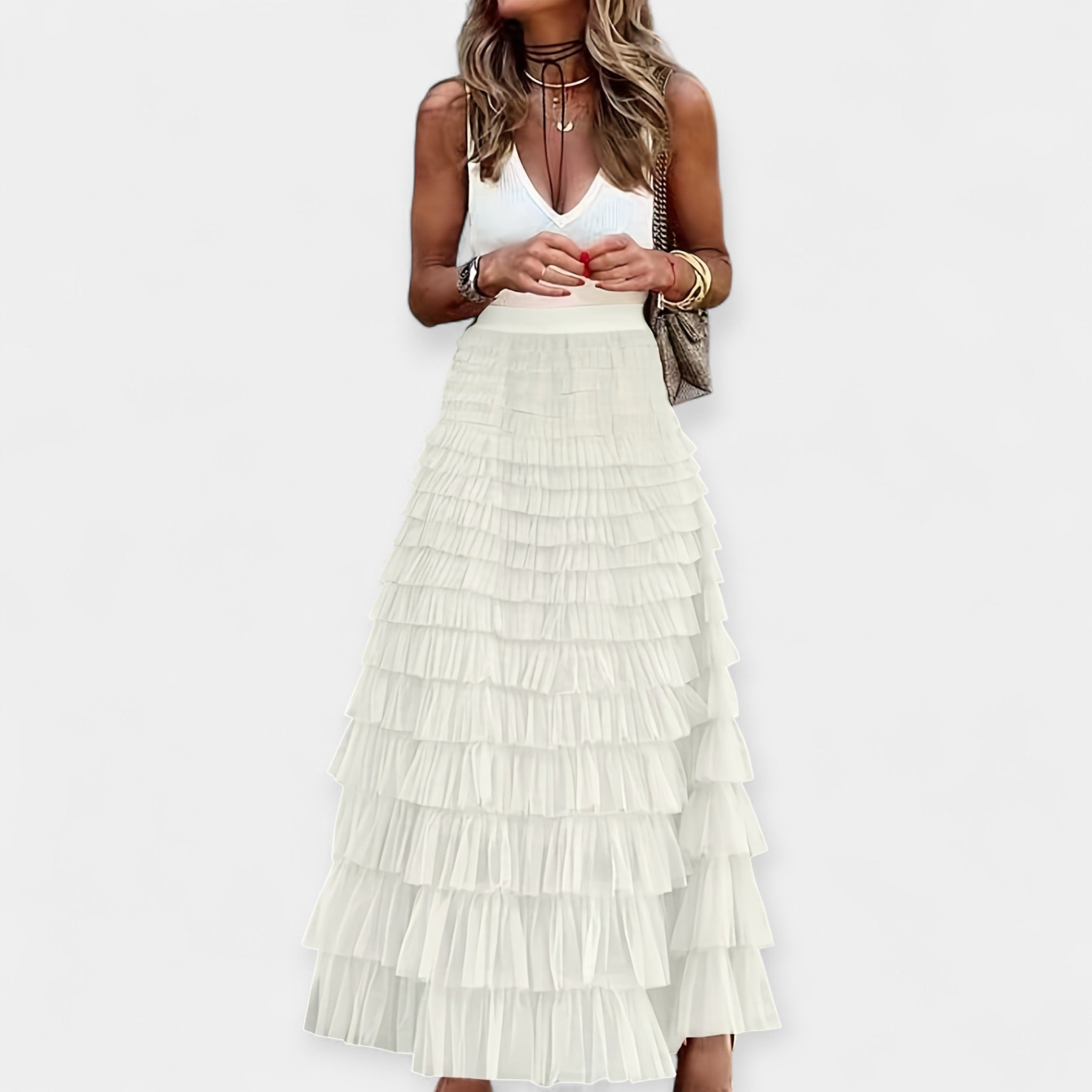 Boho Φούστα με Διχτυωτό Τελείωμα