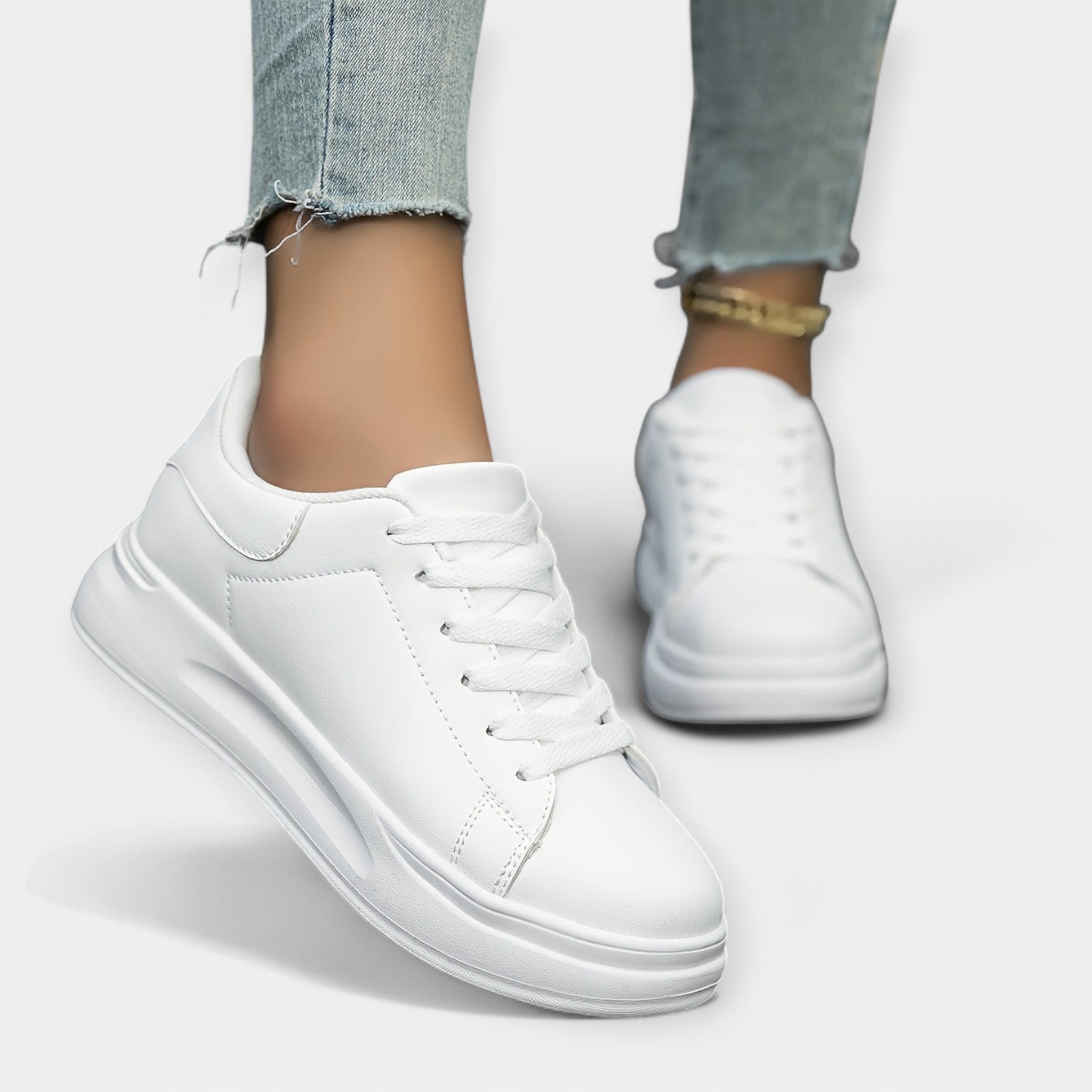 Λευκά Δερμάτινα Sneakers