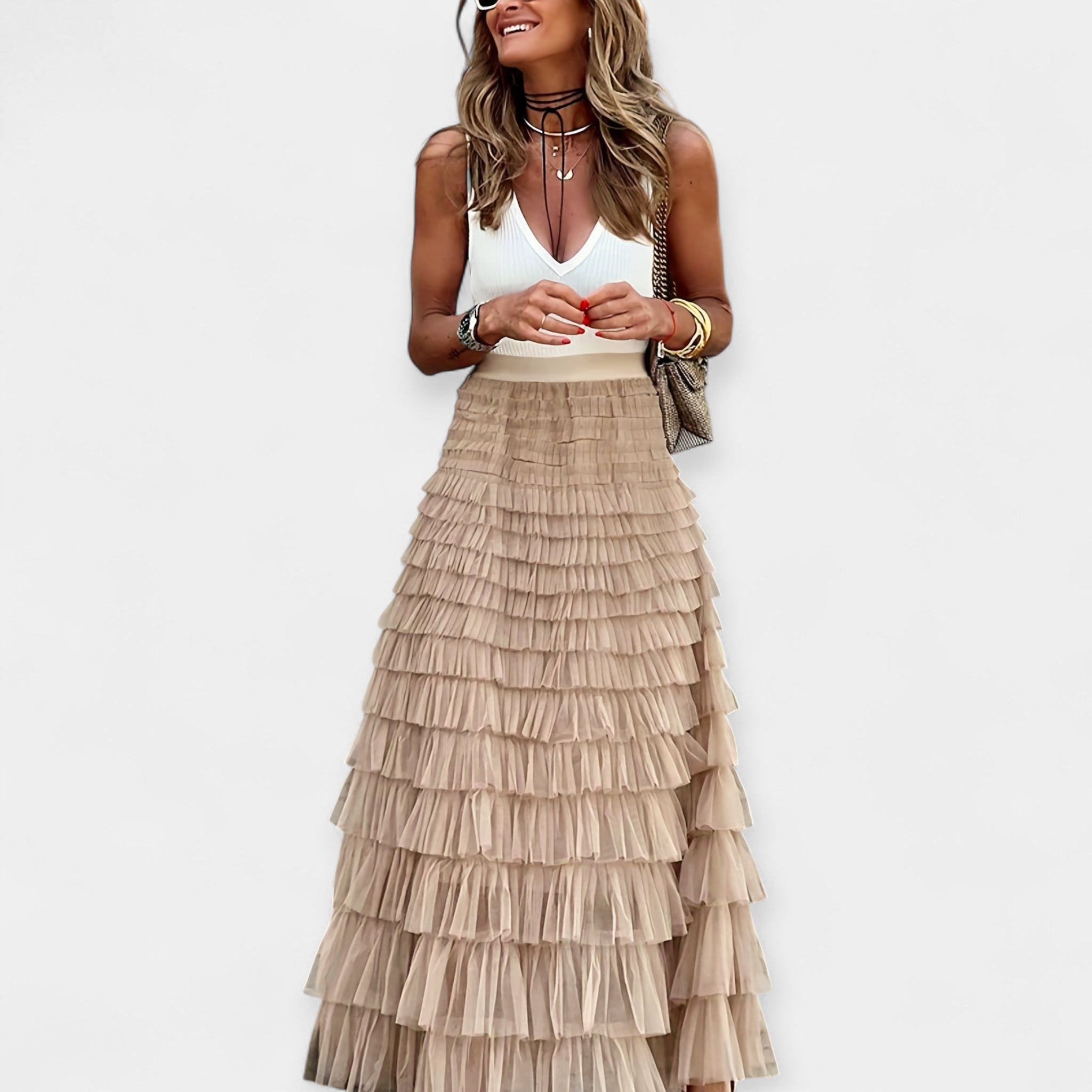 Boho Φούστα με Διχτυωτό Τελείωμα